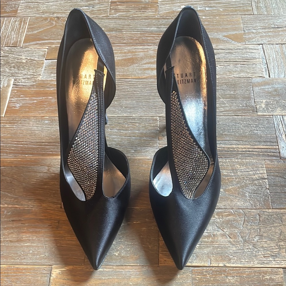 Stuart Weitzman Sail Satin Crystal Stilettos